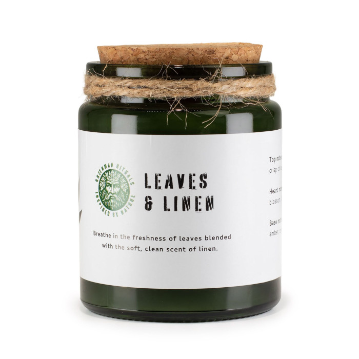 Bougie de soja Greenman Woodwick - Feuilles et Lin
