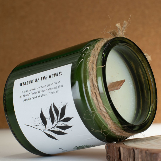 Bougie de soja Greenman Woodwick - Feuilles et Lin