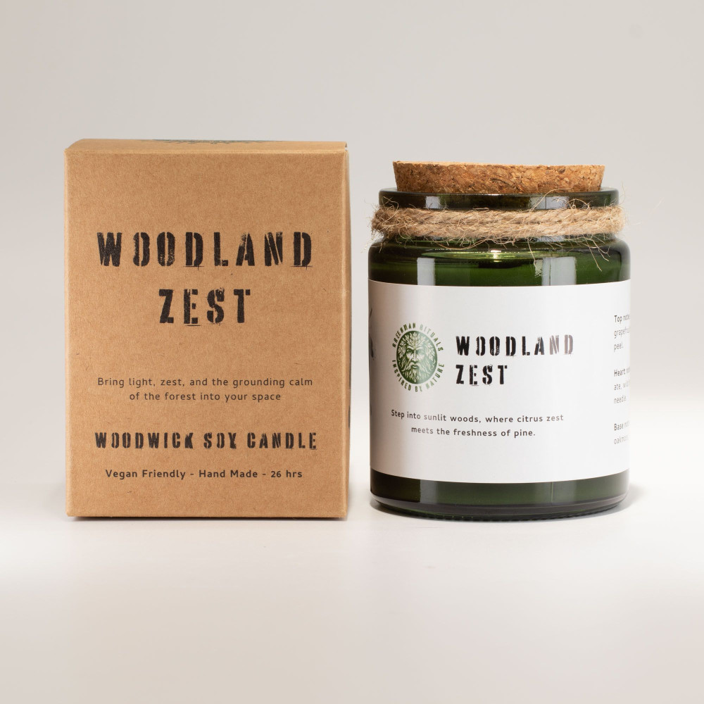 Bougie de soja Greenman Woodwick - Zeste des bois