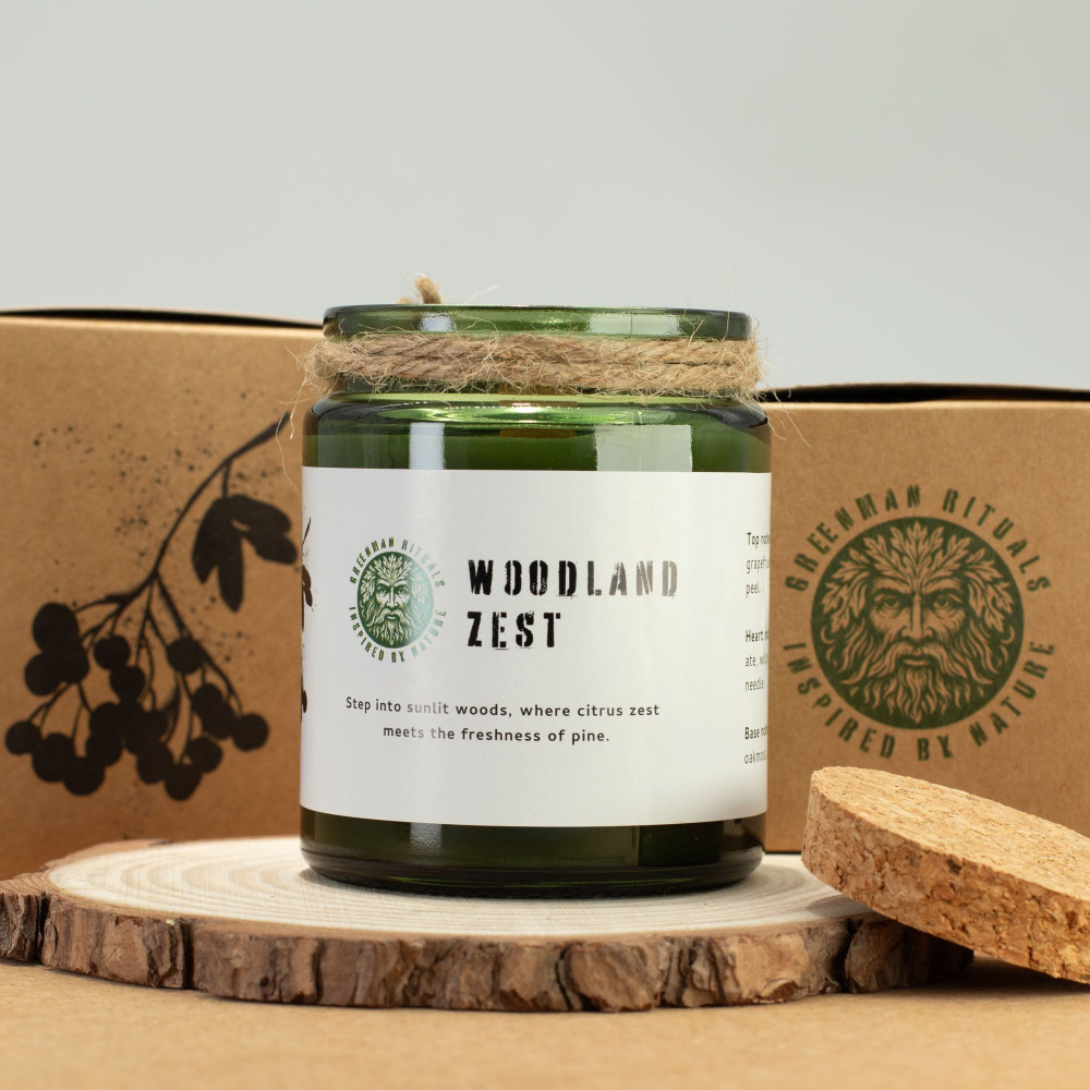 Bougie de soja Greenman Woodwick - Zeste des bois