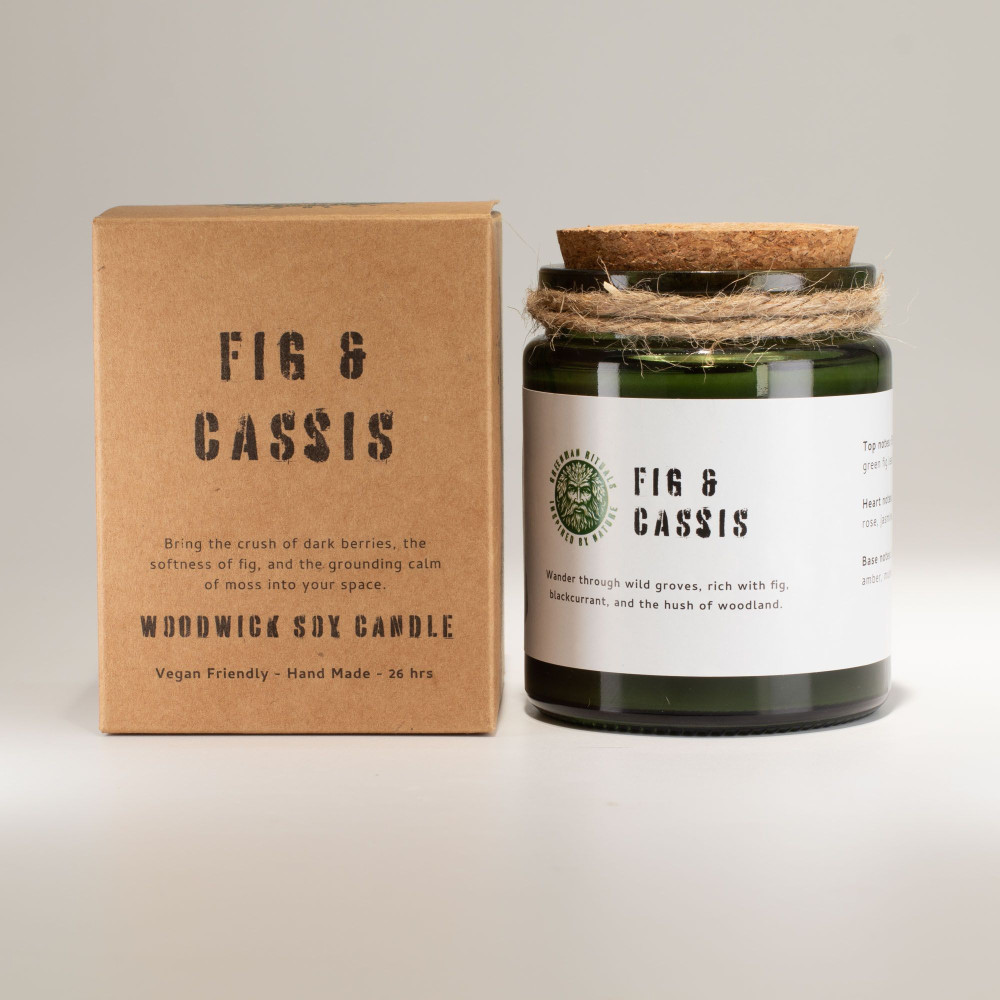 Bougie de soja Greenman Woodwick - Figue écrasée et cassis