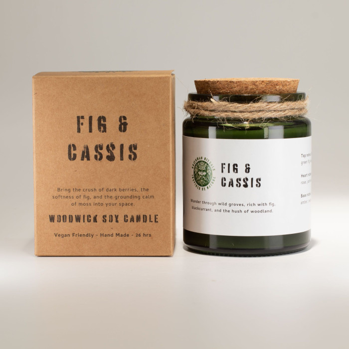 Bougie de soja Greenman Woodwick - Figue écrasée et cassis