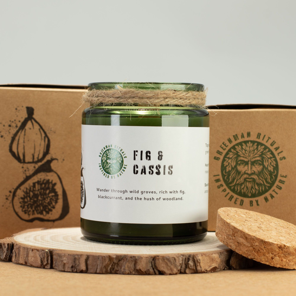 Bougie de soja Greenman Woodwick - Figue écrasée et cassis
