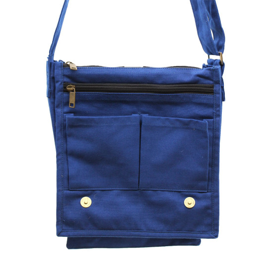 Sac messager en toile de coton - Bleu marine