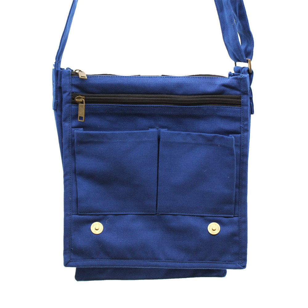 Sac messager en toile de coton - Bleu marine