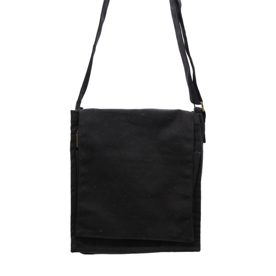 Sac messager en toile de coton - Noir