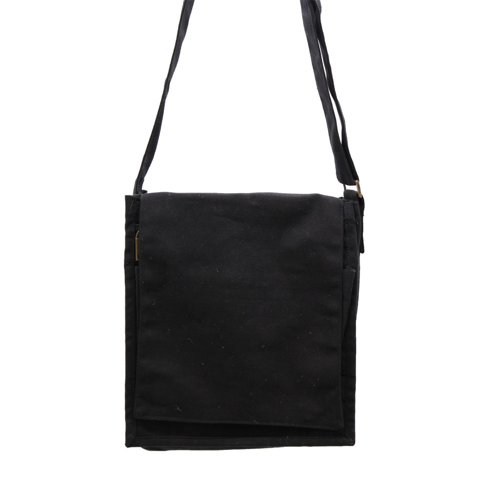 Sac messager en toile de coton - Noir