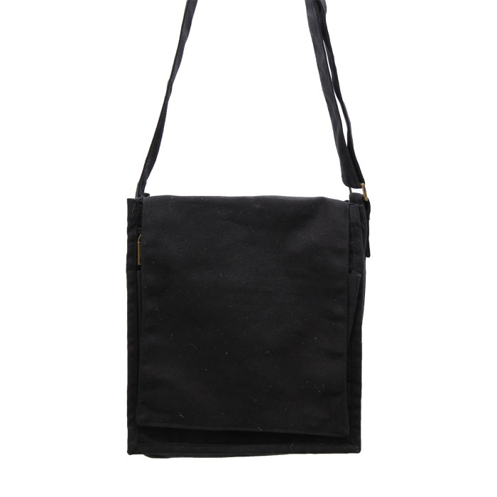 Sac messager en toile de coton - Noir
