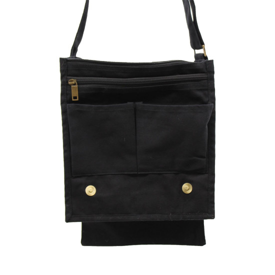 Sac messager en toile de coton - Noir