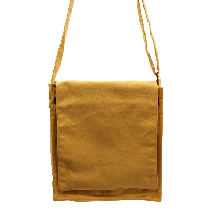 Sac messager en toile de coton jaune
