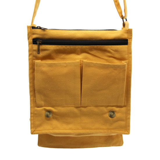 Sac messager en toile de coton jaune