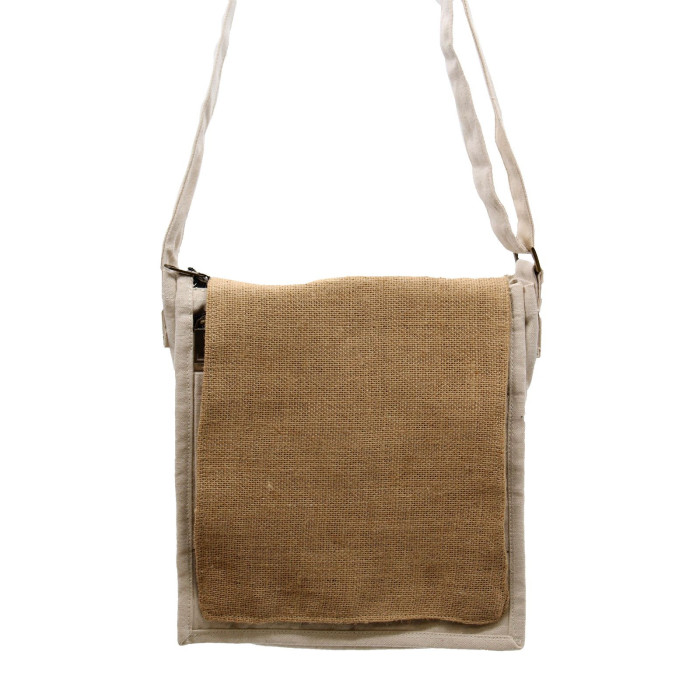 Sac messager en toile de coton - Jute naturelle et douce
