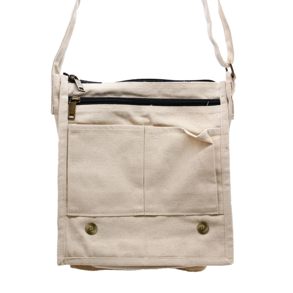 Sac messager en toile de coton - Jute naturelle et douce