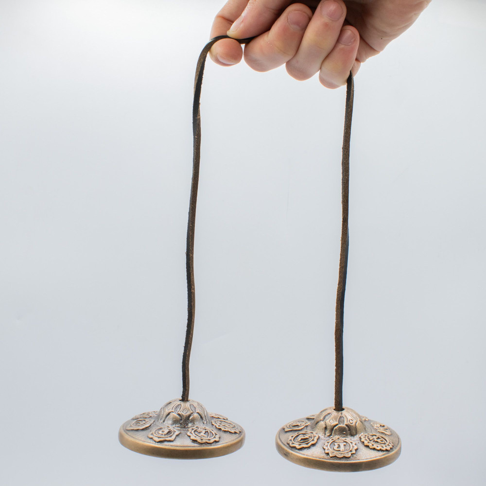 Tingsha tibétain en laiton de qualité supérieure - Sept chakras - environ 7 cm (255 g)