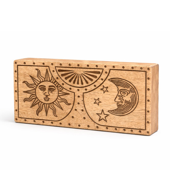 Boîte en cristal et pierre sculptée Soleil et Lune