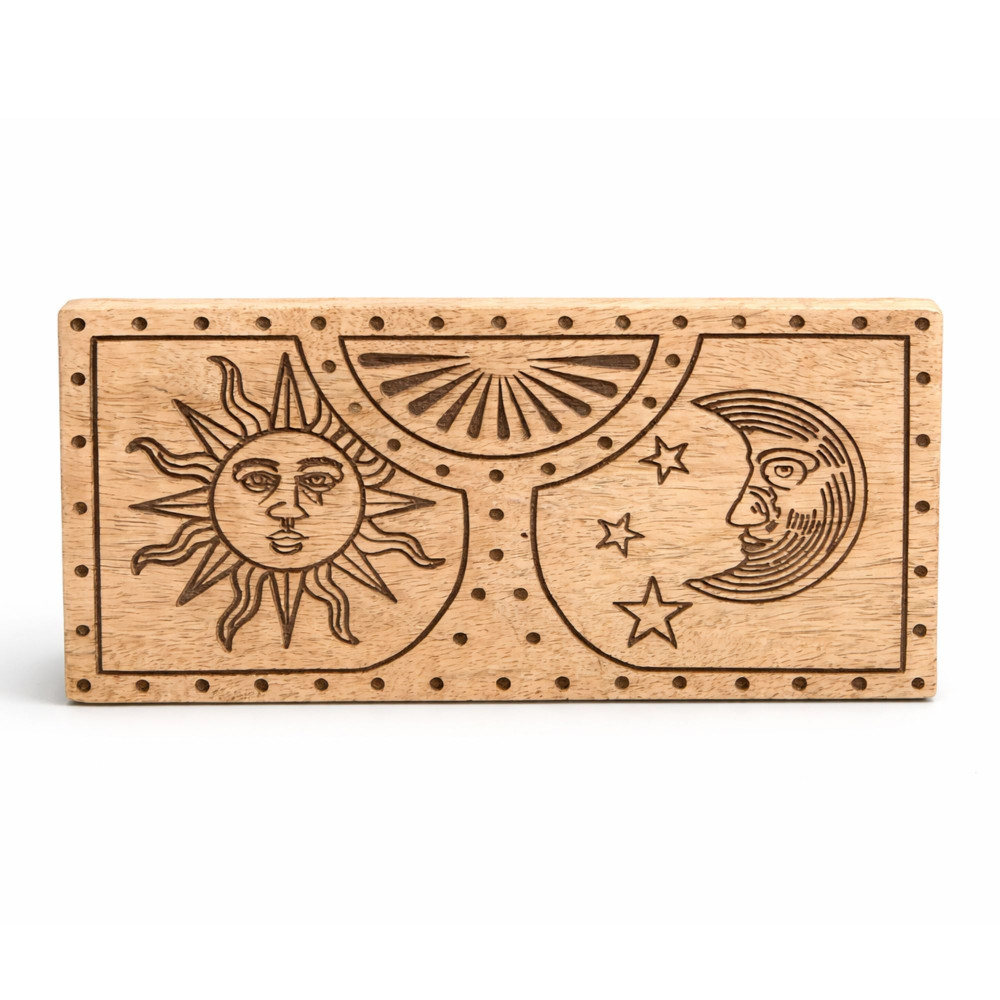 Boîte en cristal et pierre sculptée Soleil et Lune