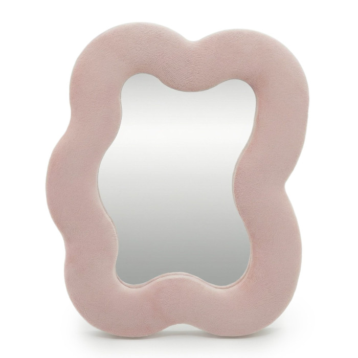 Miroir doux et ondulé - Galet carré - Rose blush (22,5 x 27 x 2,3 cm)