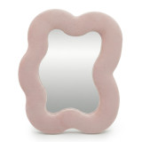 Miroir doux et ondulé - Galet carré - Rose blush (22,5 x 27 x 2,3 cm)