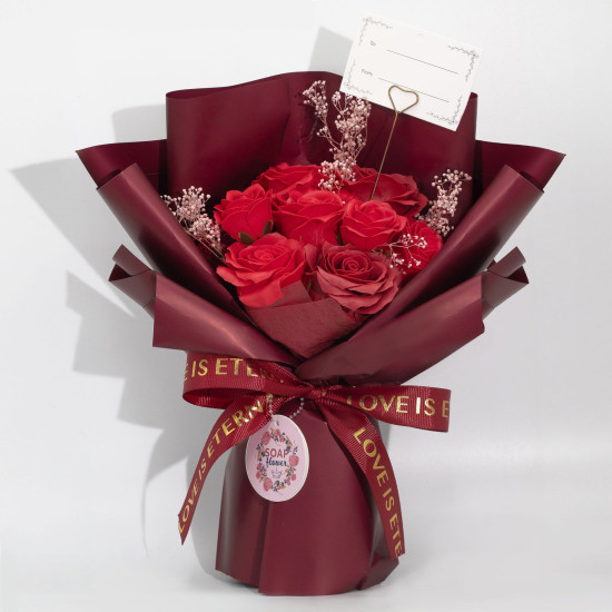 Grand bouquet de roses rouges - L'amour est éternel - Carte cadeau