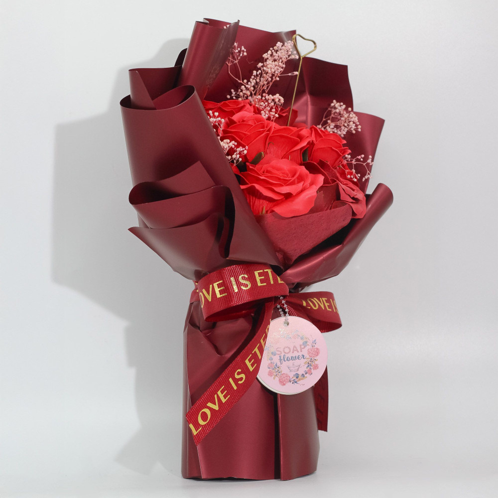 Grand bouquet de roses rouges - L'amour est éternel - Carte cadeau