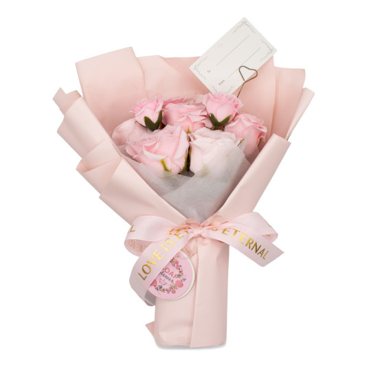 Grand bouquet de roses roses - L'amour est éternel - Carte cadeau