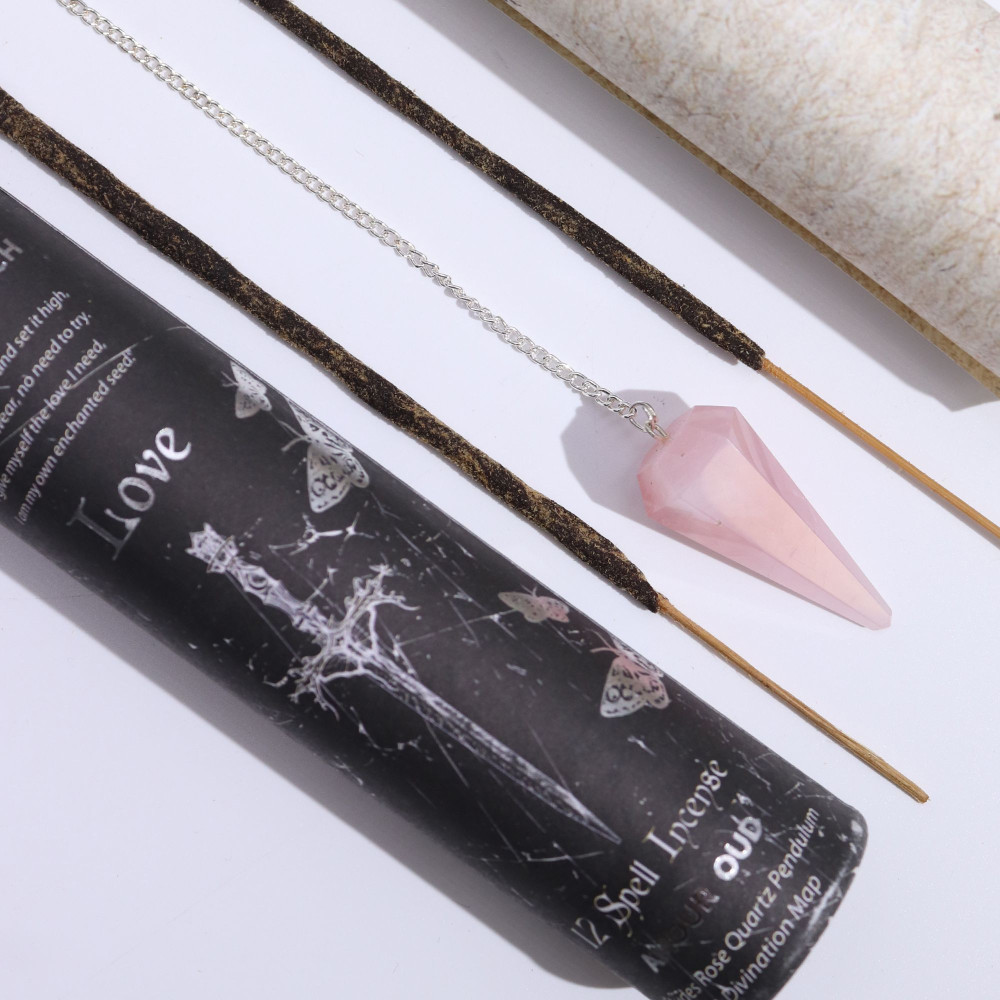 Encens Rituel Ancient Witch - Amour - Pendule en Quartz Rose