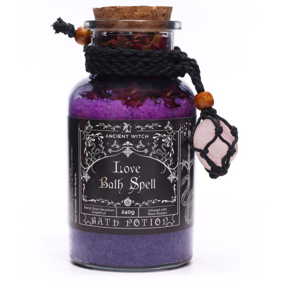 Potion de Bain Rituel Ancient Witch - Quartz Rose et Amulette en Cristal - Amour