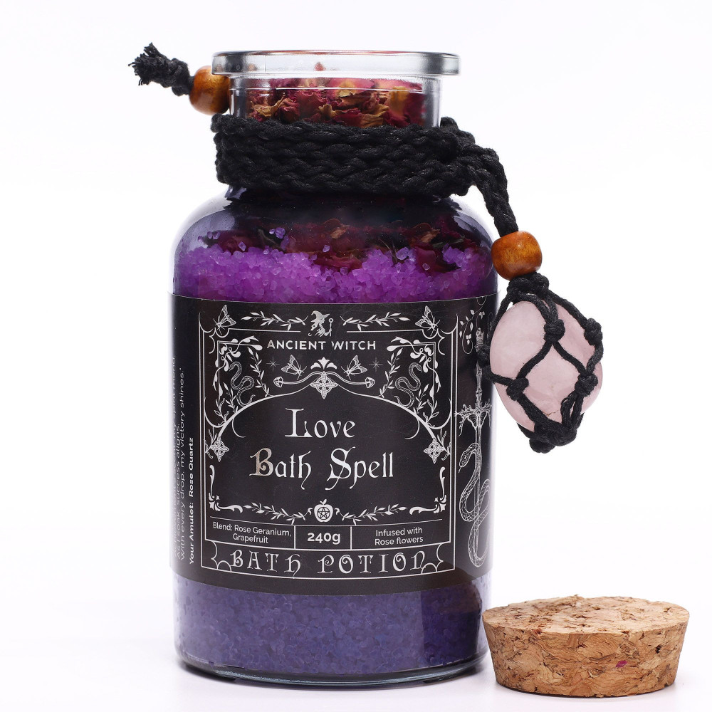 Potion de Bain Rituel Ancient Witch - Quartz Rose et Amulette en Cristal - Amour