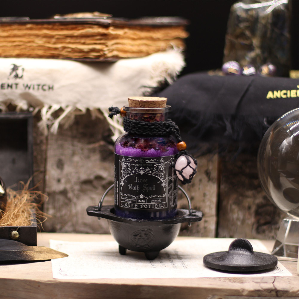 Potion de Bain Rituel Ancient Witch - Quartz Rose et Amulette en Cristal - Amour