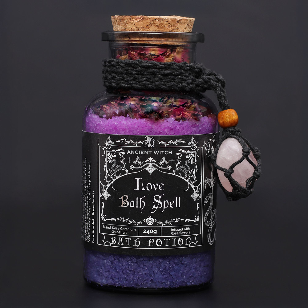 Potion de Bain Rituel Ancient Witch - Quartz Rose et Amulette en Cristal - Amour