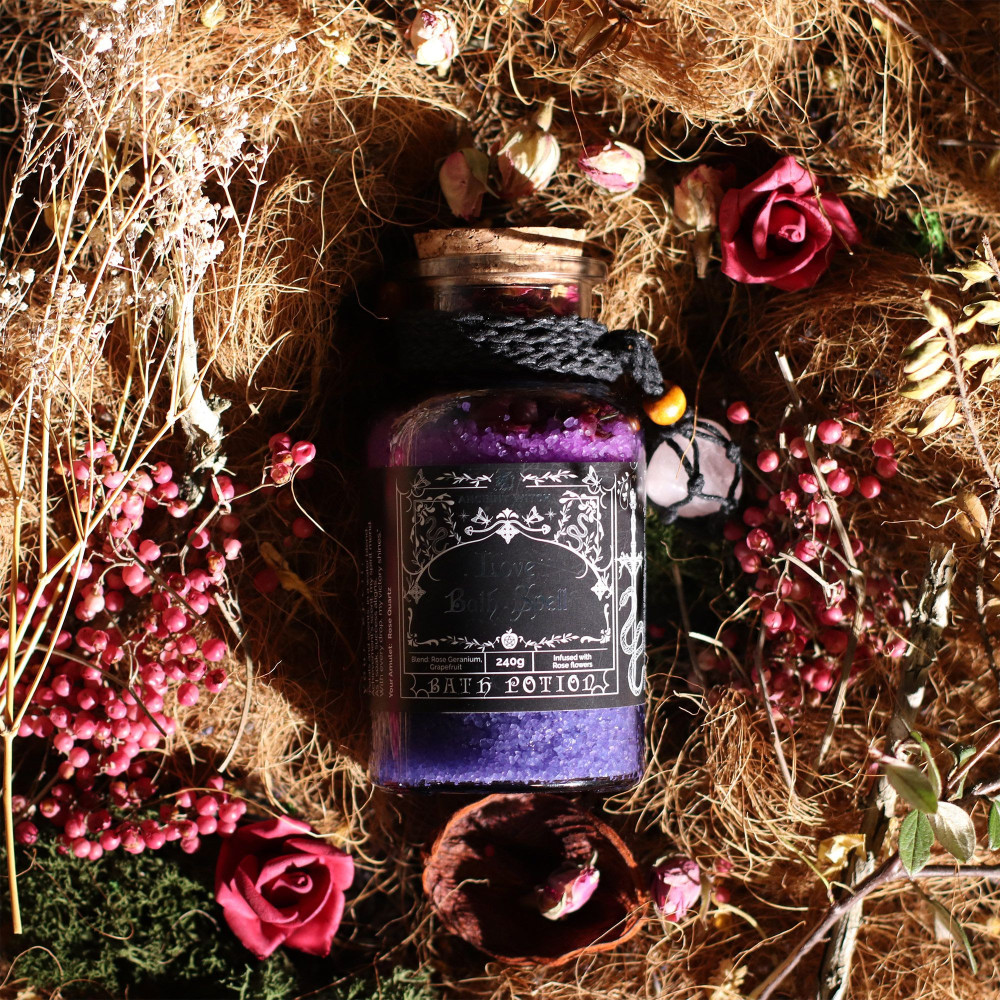 Potion de Bain Rituel Ancient Witch - Quartz Rose et Amulette en Cristal - Amour