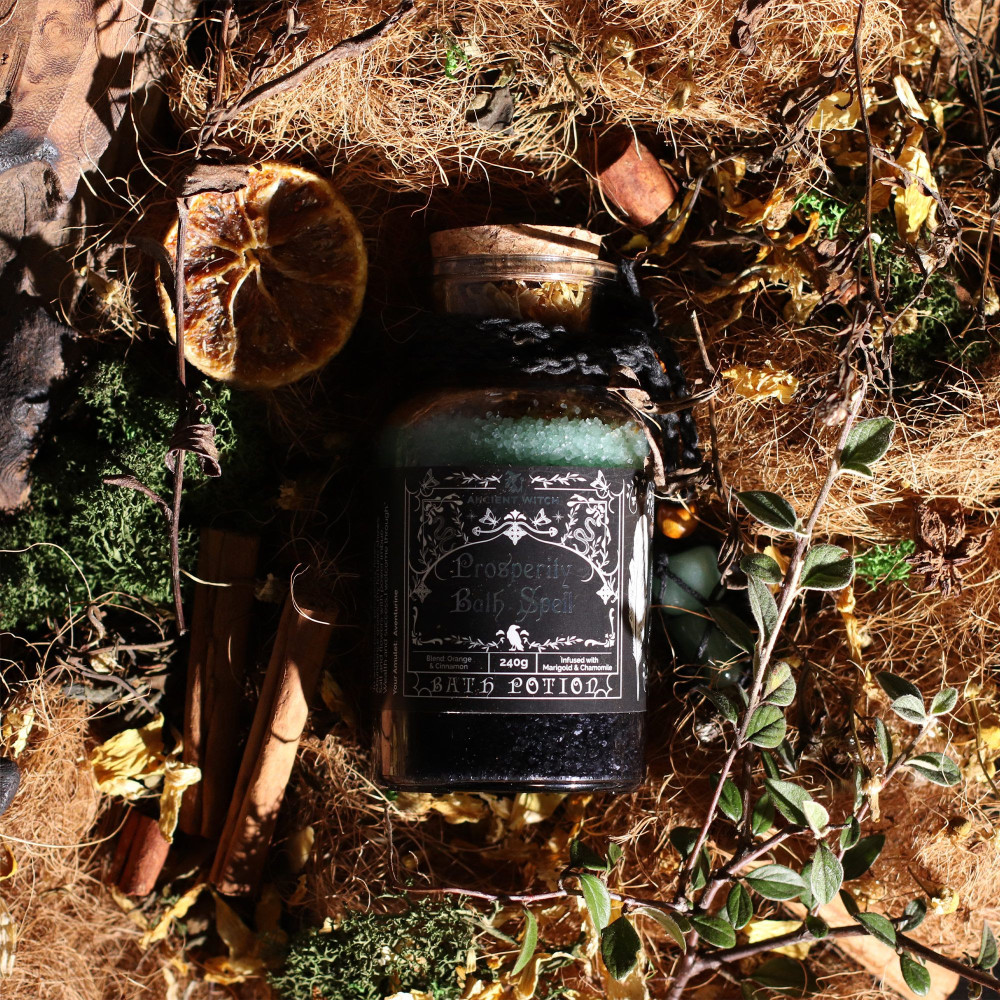 Potion de Bain Rituel Ancient Witch - Aventurine et Amulette en Cristal - Prospérité