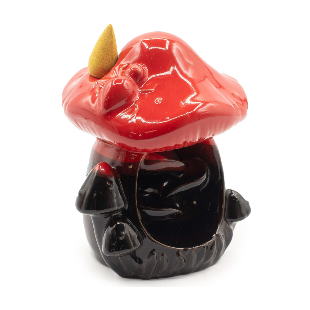 Brûleur d'encens à reflux - Grand champignon rouge