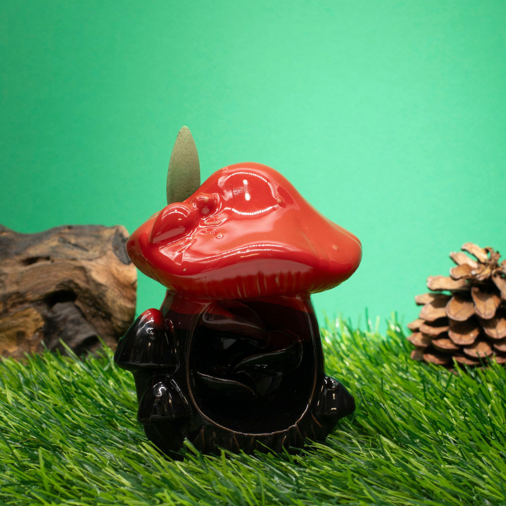 Brûleur d'encens à reflux - Grand champignon rouge