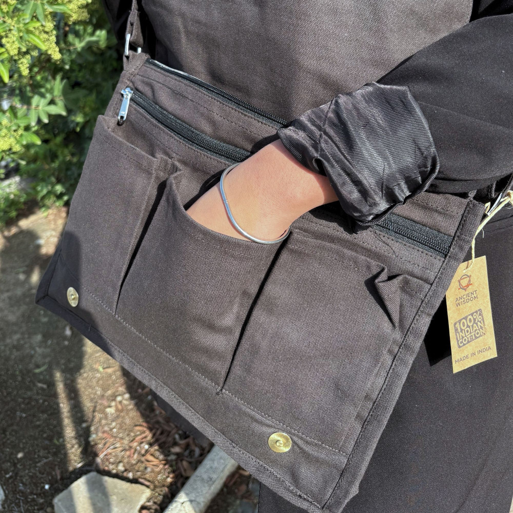 Sacoche pour ordinateur portable en toile de coton - Anthracite