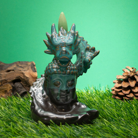 Brûleur d'encens à reflux - Dragon sur Bouddha