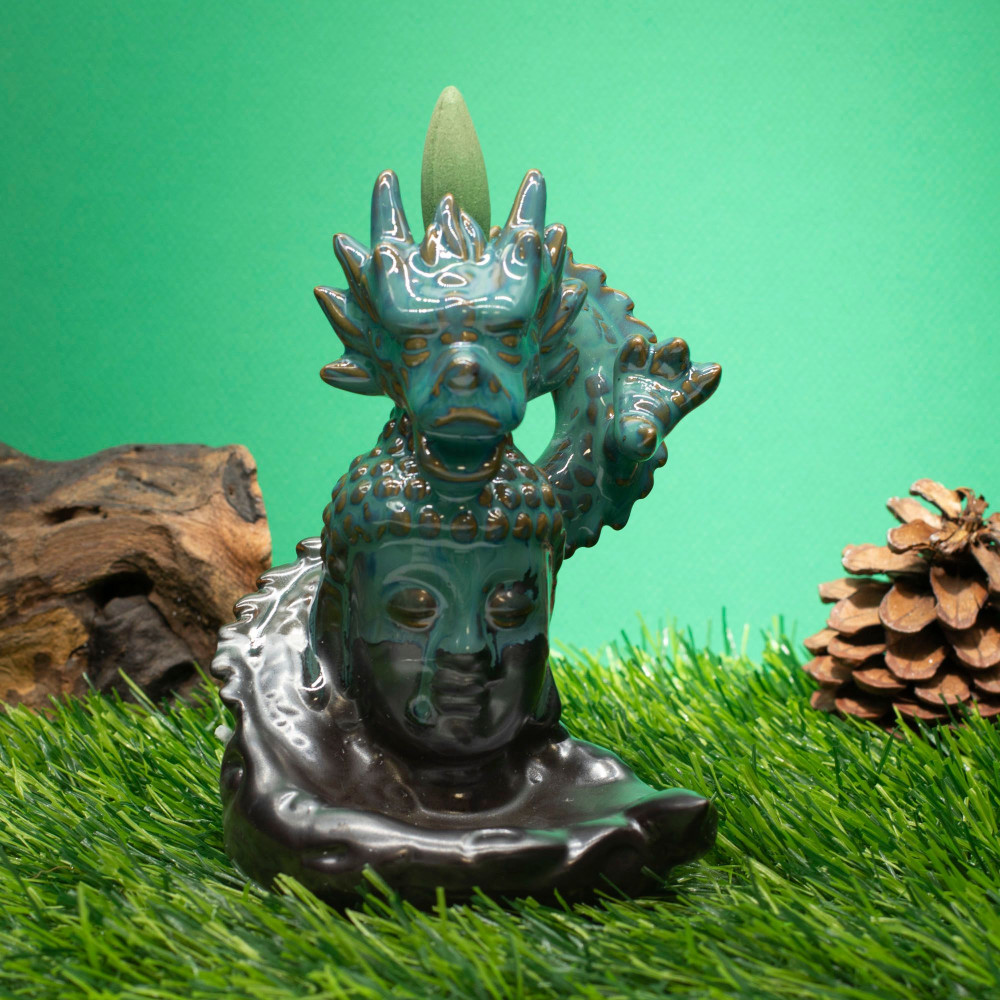 Brûleur d'encens à reflux - Dragon sur Bouddha