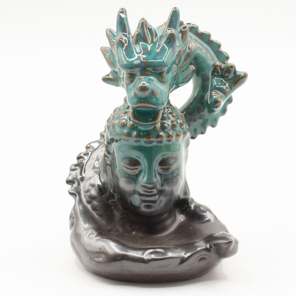 Brûleur d'encens à reflux - Dragon sur Bouddha
