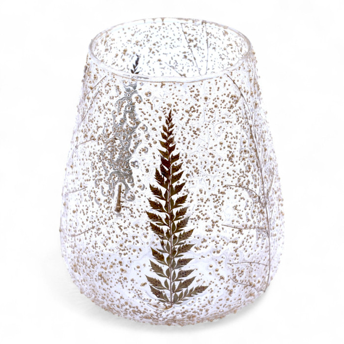 Verre à motif floral naturel - Grand bougeoir en forme de bol - Pino - (15x12cm)