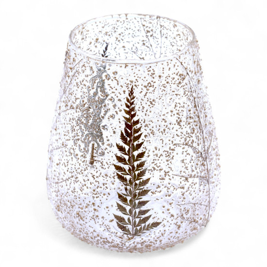 Verre à motif floral naturel - Grand bougeoir en forme de bol - Pino - (15x12cm)