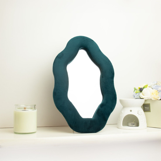 Miroir souple ondulé - Galet ovale - Bleu sarcelle royal (20,5 x 32,5 x 2,3 cm)