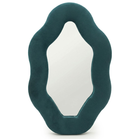 Miroir souple ondulé - Galet ovale - Bleu sarcelle royal (20,5 x 32,5 x 2,3 cm)