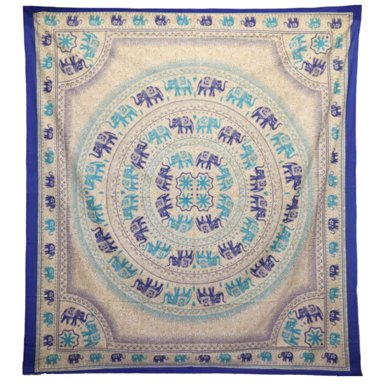 Décoration murale / Tapisserie - Mandala Éléphant - Bleus