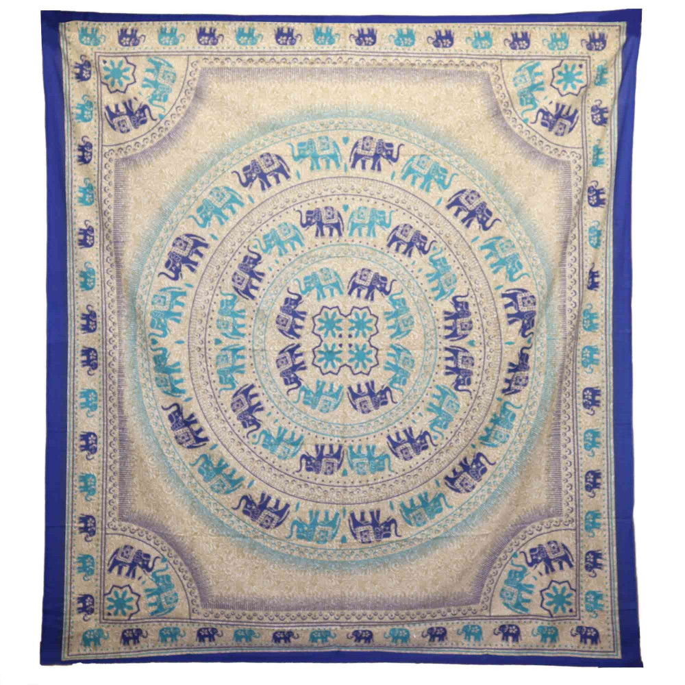 Décoration murale / Tapisserie - Mandala Éléphant - Bleus
