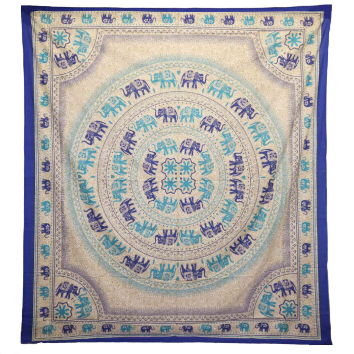Décoration murale / Tapisserie - Mandala Éléphant - Bleus