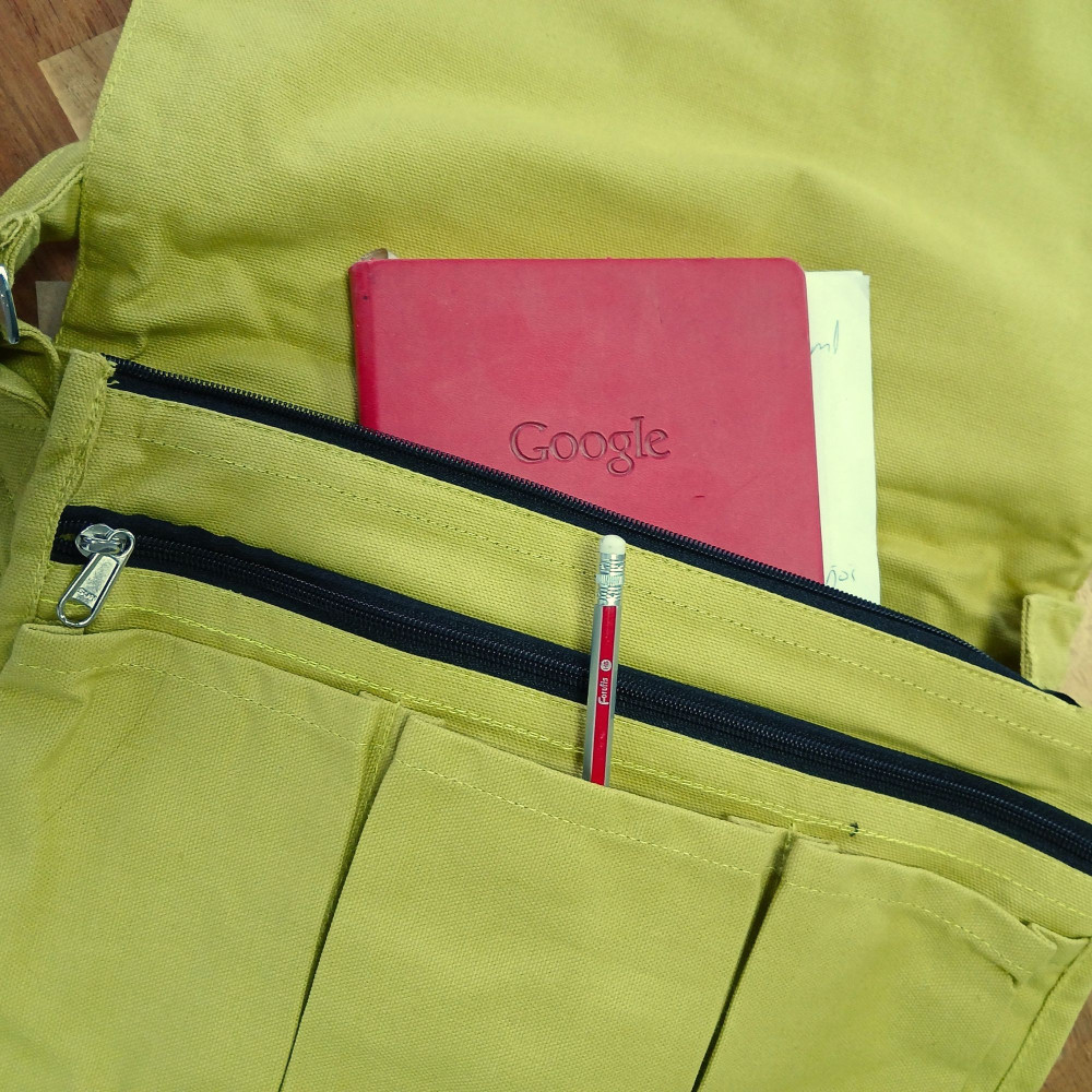 Sacoche pour ordinateur portable en toile de coton - Moutarde