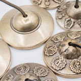 Tingsha tibétain en laiton de qualité supérieure - Modèle traditionnel simple - environ 7,5 cm (345 g)