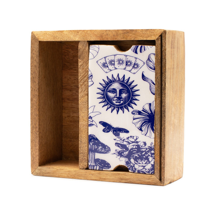 Boîte à tarot à deux compartiments avec porte-cartes
