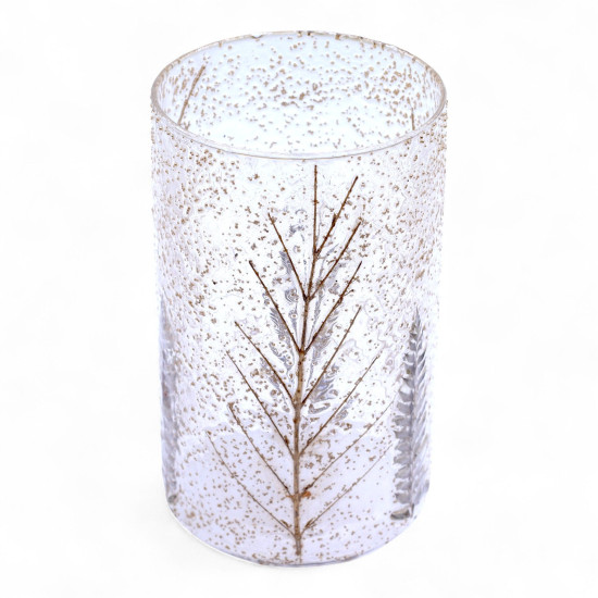 Verre à motif floral naturel - Grand vase porte-bougie - Pino - (19x11cm)