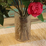 Verre à motif floral naturel - Grand vase porte-bougie - Pino - (19x11cm)